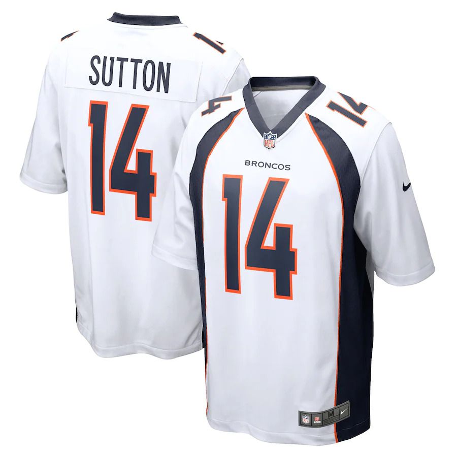 Men Denver Broncos 14 Courtland Sutton Nike White Game Player NFL Jersey